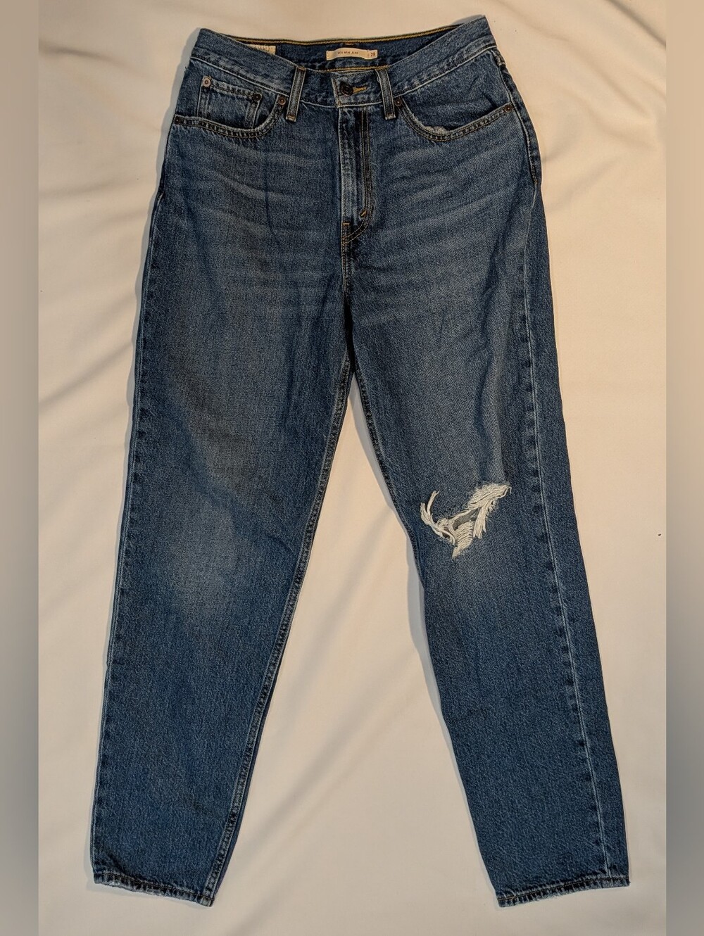 LEVI'S Big E PREMIUM 80s Mom High Waist Relaxed Fit Jeans Distressed Women 28x30